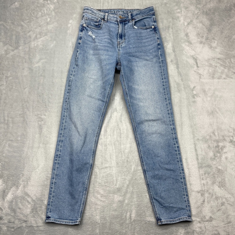 American Eagle Jeans Womens 4L (27x29)‎ Blue Denim Distressed Regular Skinny Leg